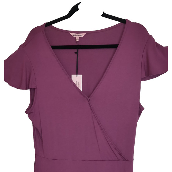 NWT Juicy Couture Tshirt Maxi Dress Sz L Lagenlook Ruffles Twilight Pink - Picture 3 of 13
